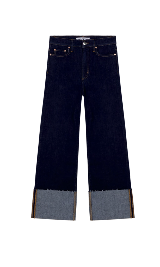 ANDESITES broek SIXTY turn-up jeans donkerblauw